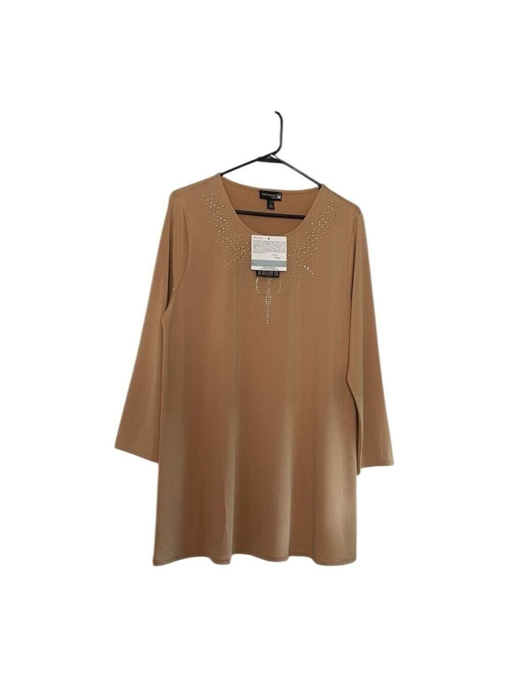Tan Long Sleeve Embellished Top - Picture 3 of 15